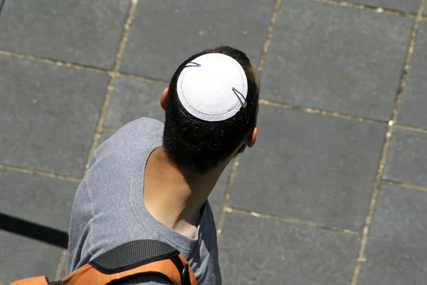 Uomo che indossa kippa ebreo, Gerusalemme, Israele — Foto Stock