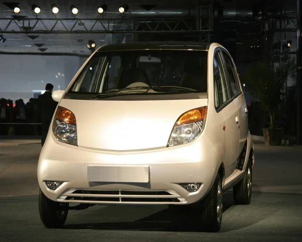 New Tata Car "Nano" at Autoexpo in Delhi, India — Stock Photo, Image