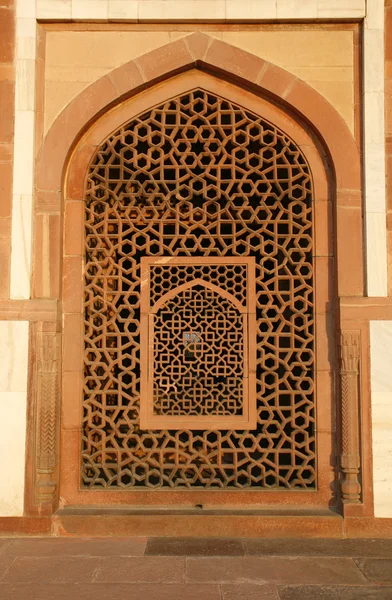 Μοτίβο παράθυρο στο humayun τάφος, Δελχί, Ινδία — Φωτογραφία Αρχείου