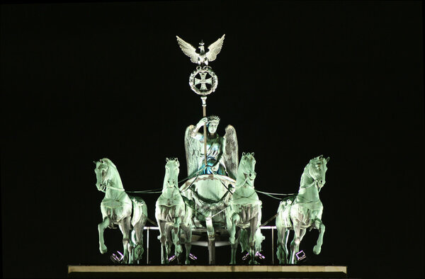 Close up of brandenburger tor statue, berlin, germany