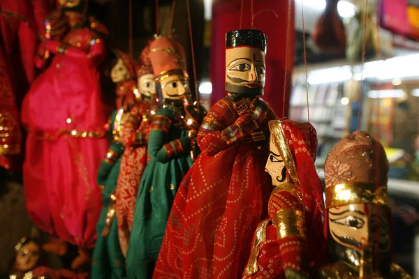 Marionetten ausgestellt, delhi, indien — Stockfoto