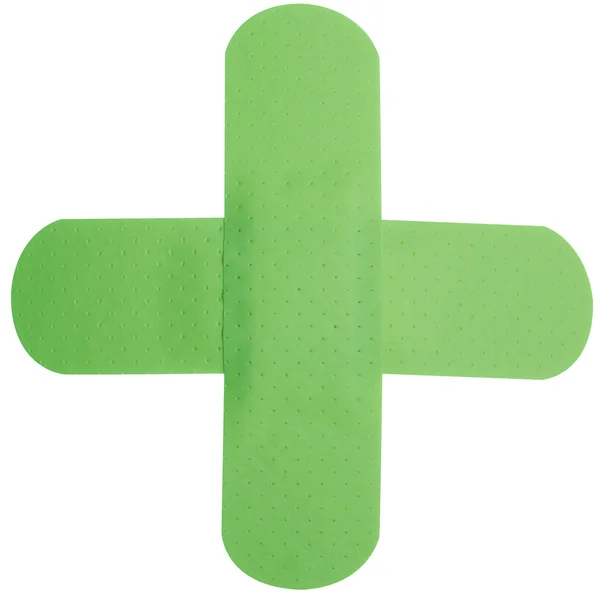 Green chemist cross plaster — Stock Photo, Image