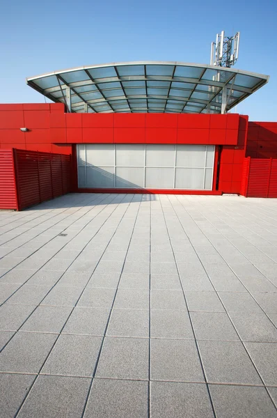 Czerwony budynek perspektywy — Zdjęcie stockowe