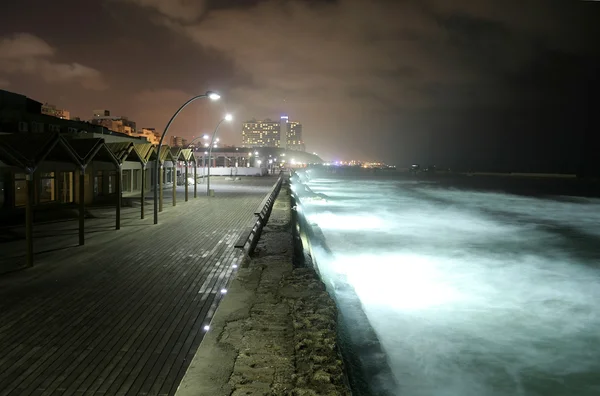 Pier by night tel aviv israel — Stock Photo, Image