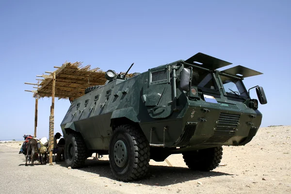 stock image Egyptian police car patrol in the sinai desert check point