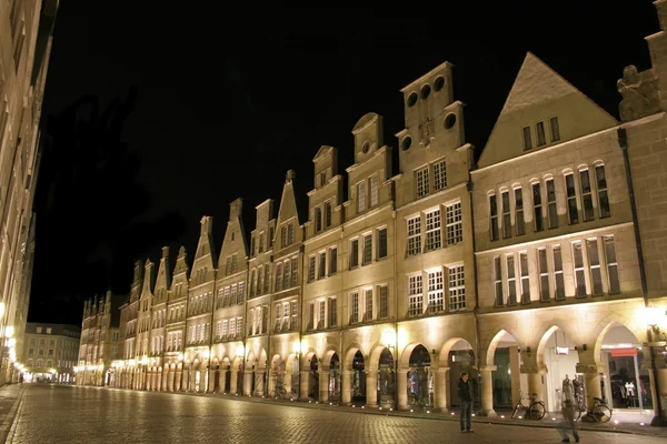 Münster Prinzipalmarkt bei Nacht, Deutschland — Stockfoto