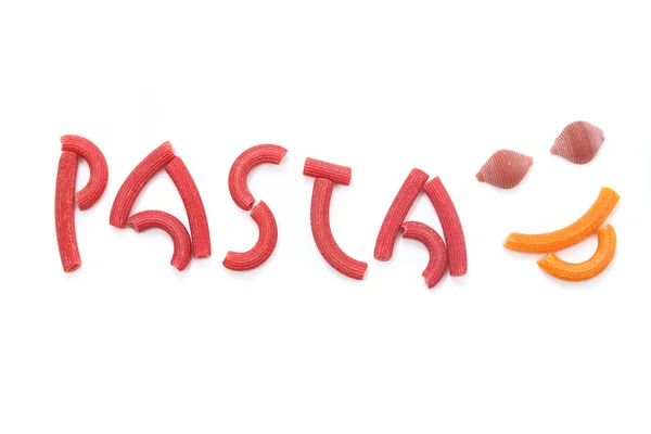 Rote Pasta Schrift — Stockfoto