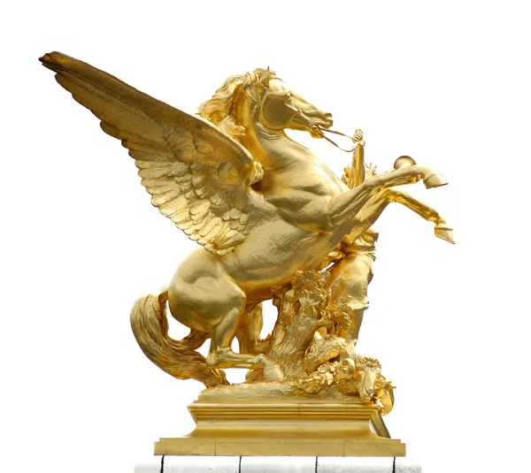 Golden horse statue on a paris bridge — Stock Photo, Image