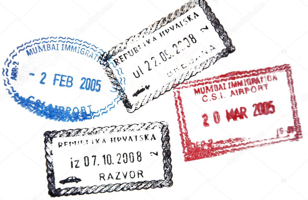 Visa passport stamp from Croatia and India