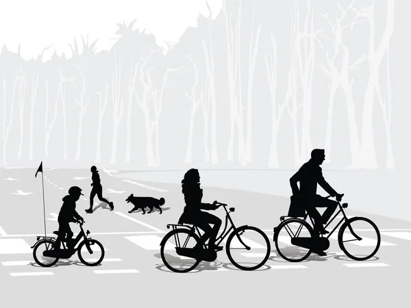 Aile Bisiklete binmek — Stok Vektör