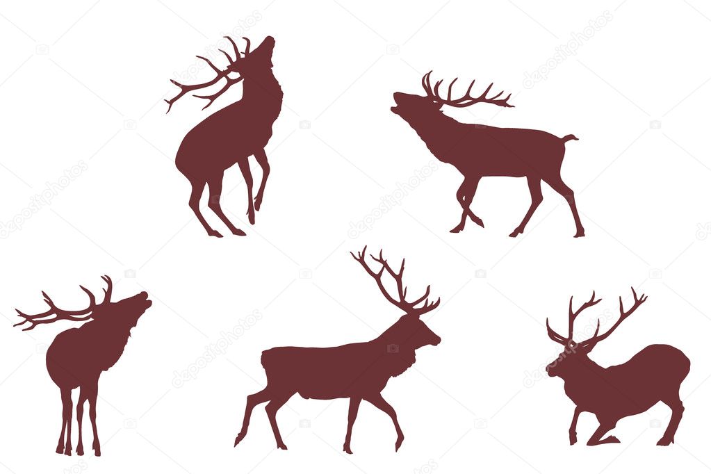 Buck deer silhouettes