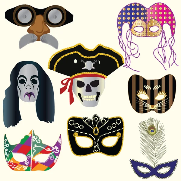 Collectie van maskers — Stockvector