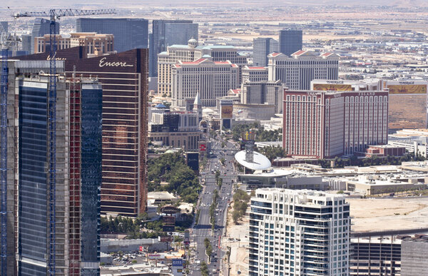 The Strip on June 9, 2011, in Las Vegas, Nevada. An aerial view.