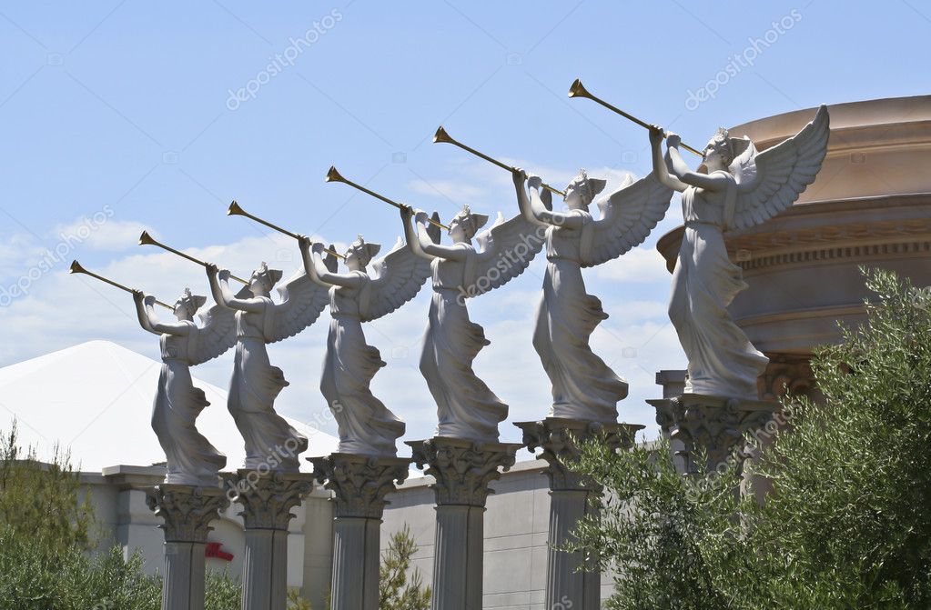 Angels Blowing Trumpets at Caesars Palace, Las Vegas Stock Editorial