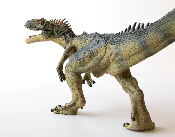 Аллозавр динозавр с зияющими челюстями и острыми зубами — стоковое фото