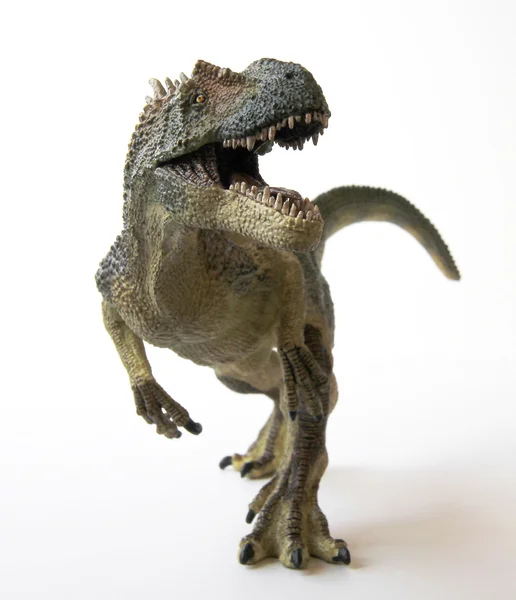 Ein Allosaurus-Dinosaurier mit klaffenden Kiefern und scharfen Zähnen — Stockfoto