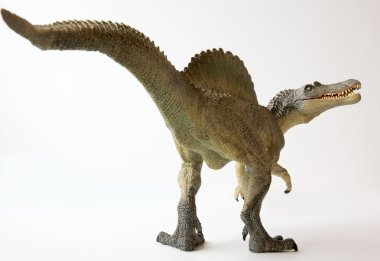 spinosaurus dinozor ağzı açık çene ve keskin dişleri ile