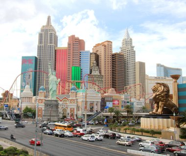 A busy Las Vegas Boulevard and Tropicana Intersection clipart