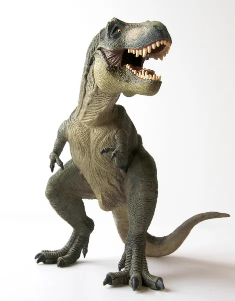 Um dinossauro Tyrannosaurus Rex com mandíbulas abertas — Fotografia de Stock