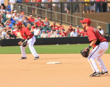 Arizona Diamondbacks Bloomquist at Second and Rogers at Short Stop clipart