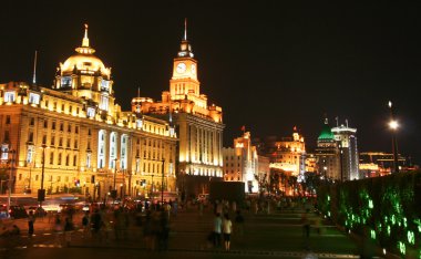 A View of the Bund, Shanghai, China, at Night clipart