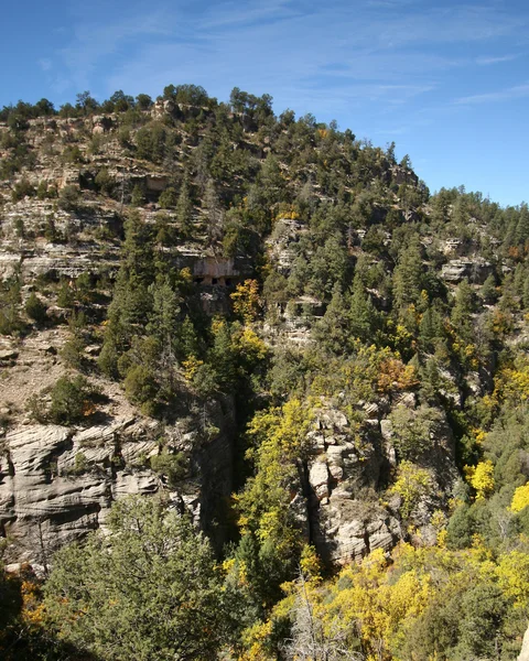 Um penhasco de Sinagua em Walnut Canyon — Fotografia de Stock