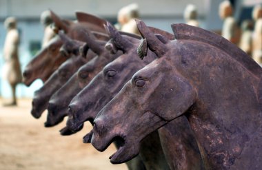 A Line of Terracotta Horses, Xi'an, China clipart