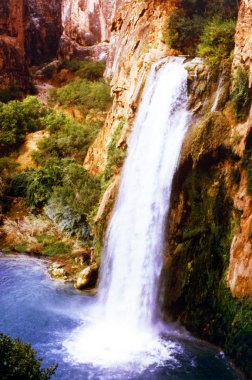 A View of Havasu Falls in Havasu Canyon, Arizona clipart