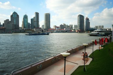 huangpu Nehri boyunca boardwalk shanghai