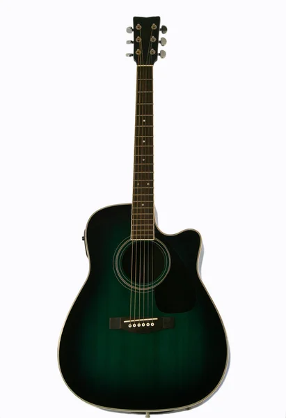 Ένα πράσινο ακουστική ηλεκτρική κιθάρα — Φωτογραφία Αρχείου