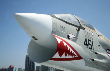 An F-8 Crusader at the USS Midway Museum clipart