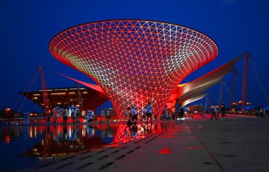 A Night View of the Expo 2010 Axis and Chinese Pavilion clipart