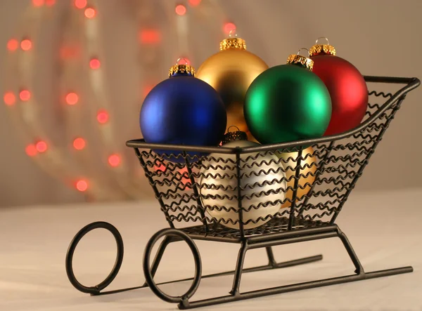 A Sleigh of Balls and Red Lights — Stock Photo, Image