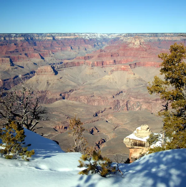 Een grand canyon Zuid-rand Winters aanblik — Stockfoto