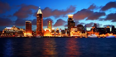 A View of the Bund, Shanghai, China, at Twilight clipart