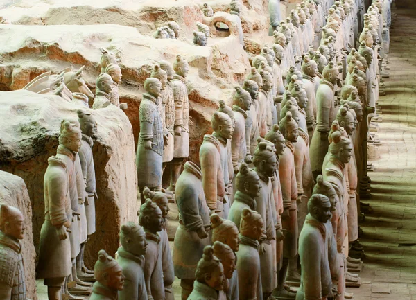 Lines of Terracotta Army Soldiers, Xi'an, China — Stock Photo, Image