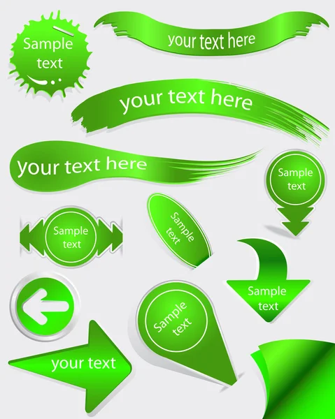 Ensemble d'étiquettes vertes — Image vectorielle