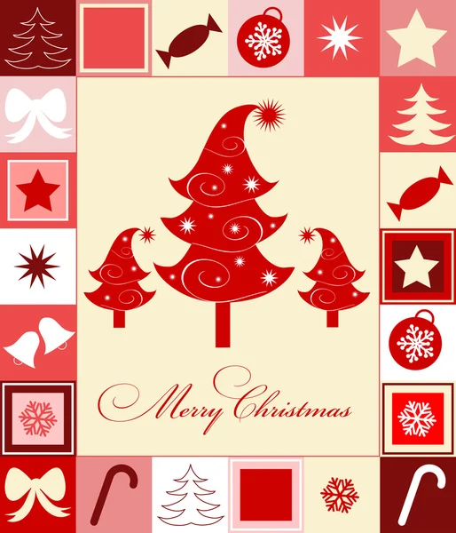 Vánoční přání se stromy — Stockový vektor