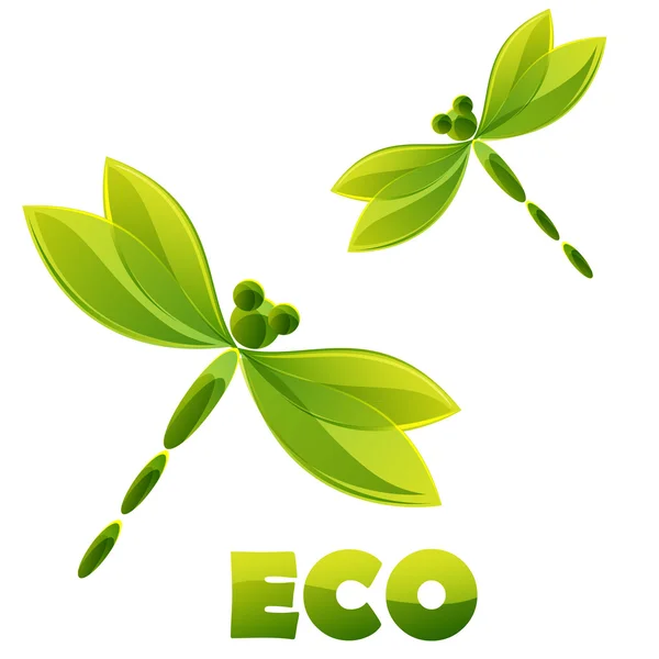 Logo - grön slända — Stock vektor