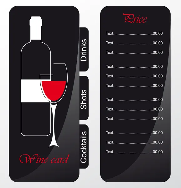 Sablonok alkohol kártya — Stock Vector
