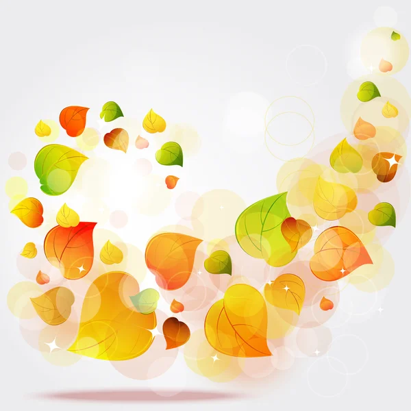 Flying autumn leaves background — Stock Vector