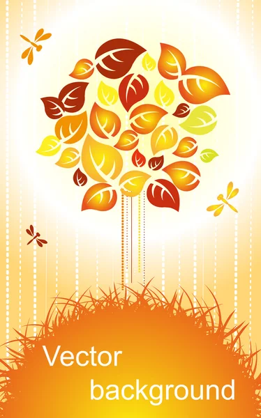 Fondo de otoño - árbol de color — Vector de stock