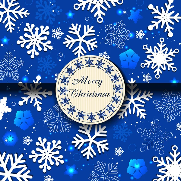雪片青いクリスマス カード — ストックベクタ