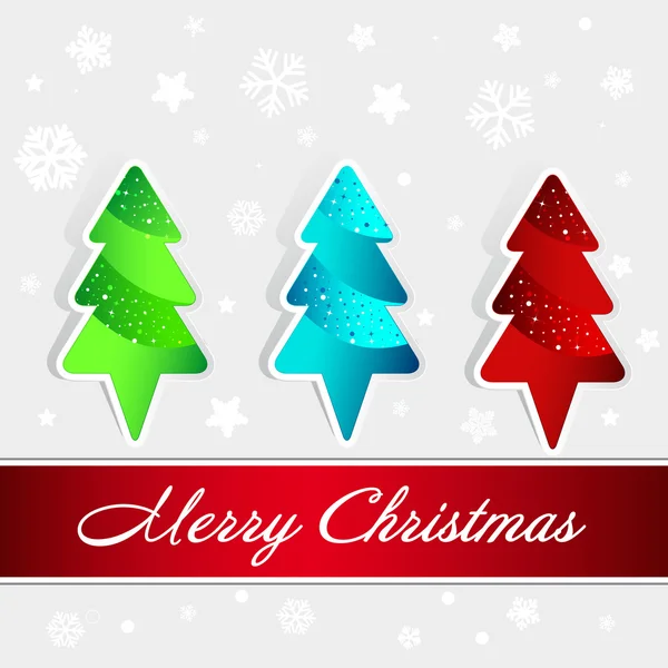 Cartão de Natal - árvores de Natal no fundo nevado — Vetor de Stock