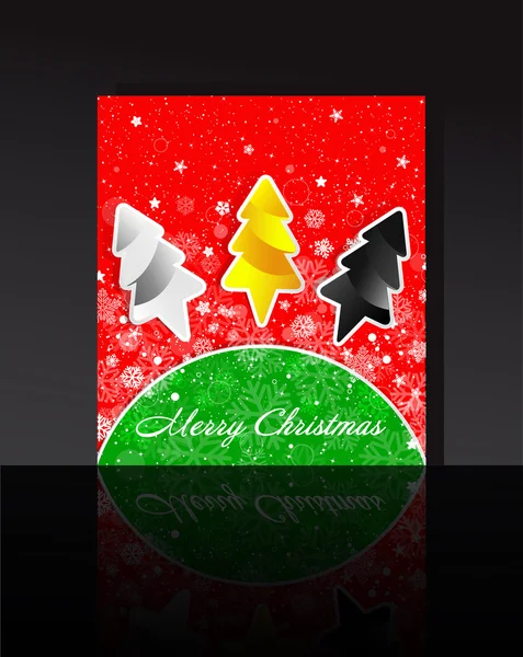 クリスマスの背景 - 雪の背景に色のクリスマス ツリー — ストックベクタ