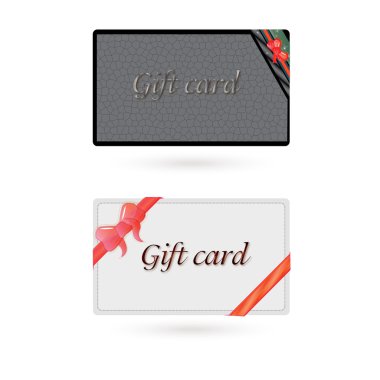 A collection of colored, generic gift cards. White background clipart