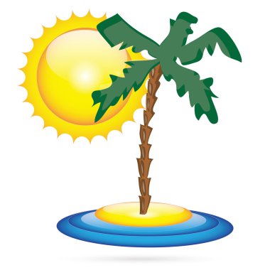 Island palm tree and sun Illustrations clipart