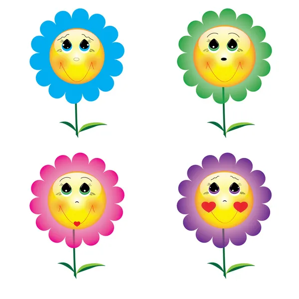 Iconos de flores de dibujos animados e ilustraciones para sus sitios web — Vector de stock