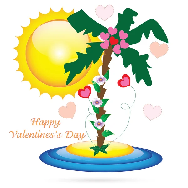 Island love ilustraciones para tarjetas postales de San Valentín — Vector de stock