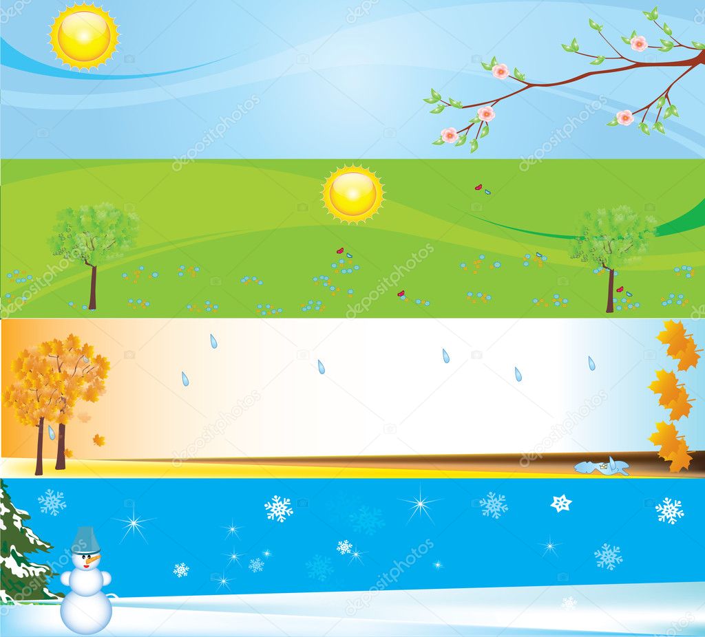 Seasons banner illustrations for web sites